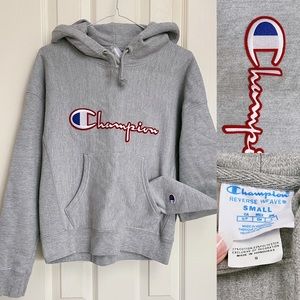 Champion Grey Embroidered Logo Hoodie